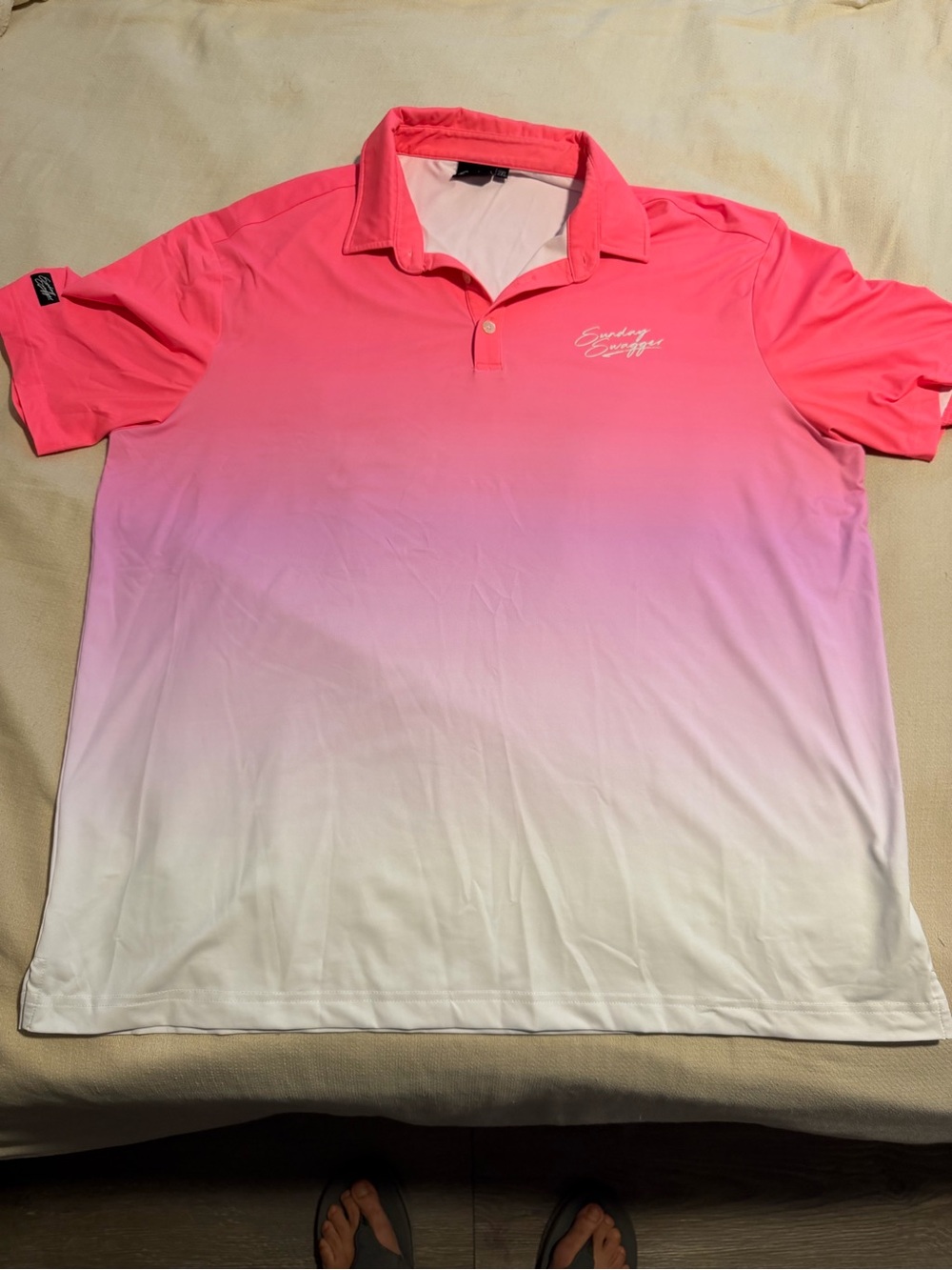 Sunday Swagger XXL Men's Ombre Pink to White Polo Shirt